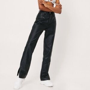 Coated Slit Straight Leg Jeans